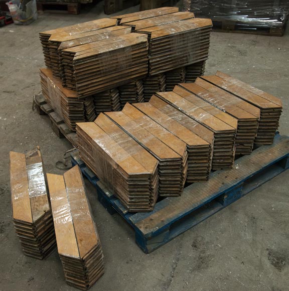 Lot of about 19 m2 of antique Point de Hongrie oak parquet flooring-0