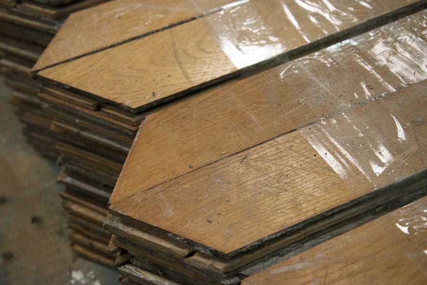 Lot of about 19 m2 of antique Point de Hongrie oak parquet flooring-4