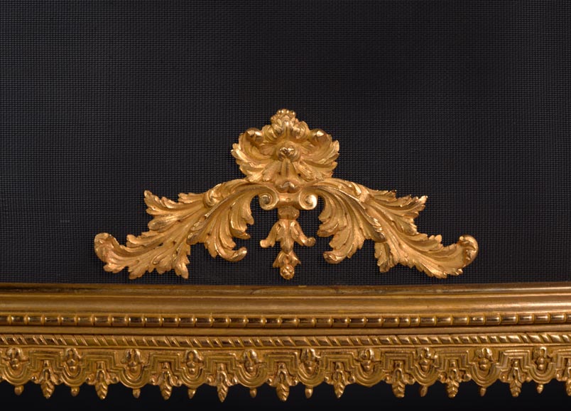 Beautiful gilt bronze firescreen with dolphins, late 19th century-3