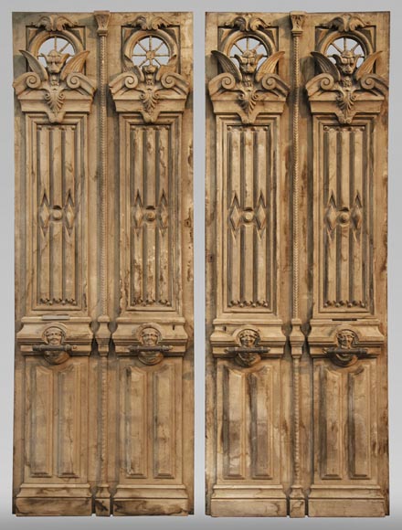 Pair of Napoleon III style oak doors-0