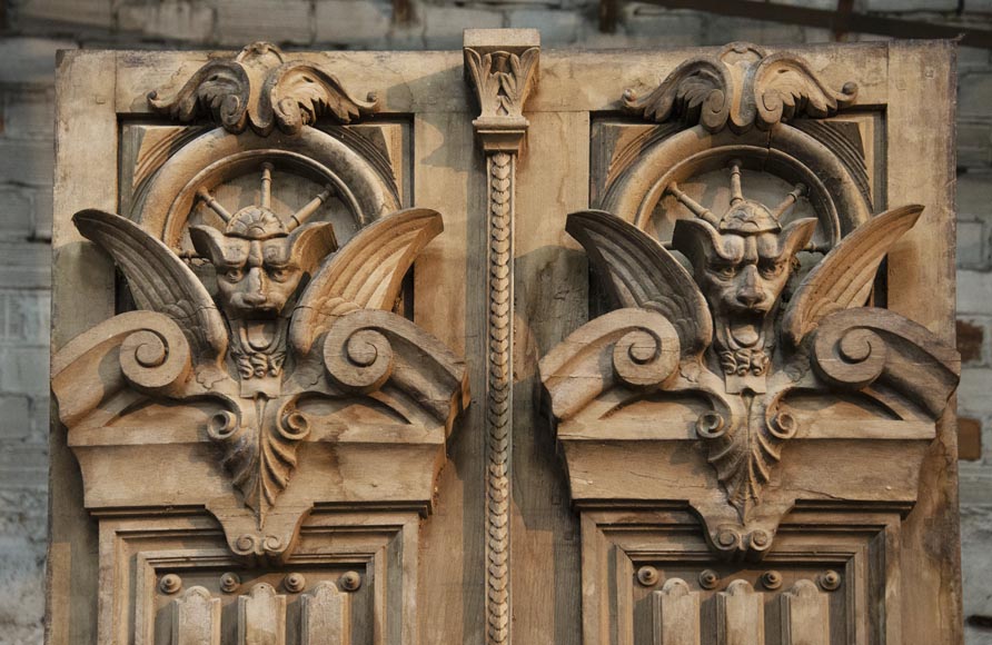 Pair of Napoleon III style oak doors-1