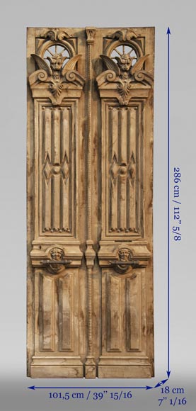 Pair of Napoleon III style oak doors-8