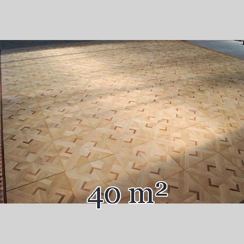 Beautiful antique oak and mahogany parquet flooring with its inlaid frieze