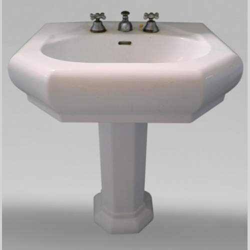 Earthenware washbasin on column 