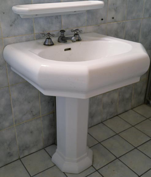 Earthenware washbasin on column -2