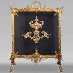 Antique Napoleon III style fire screen with vase decoration