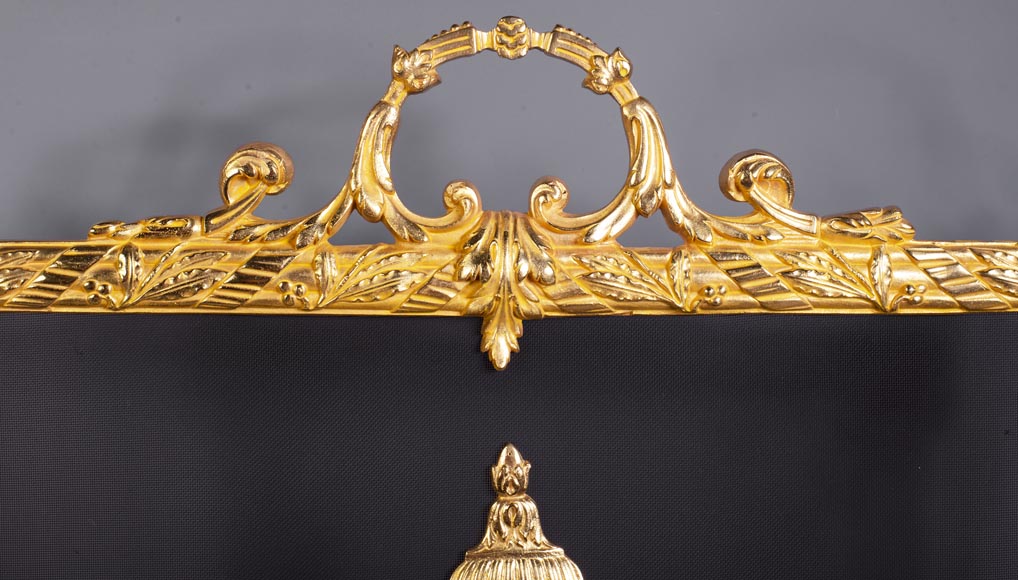 Antique Napoleon III style fire screen with vase decoration-1