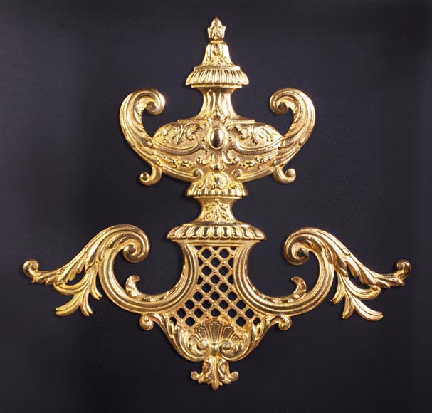 Antique Napoleon III style fire screen with vase decoration-2