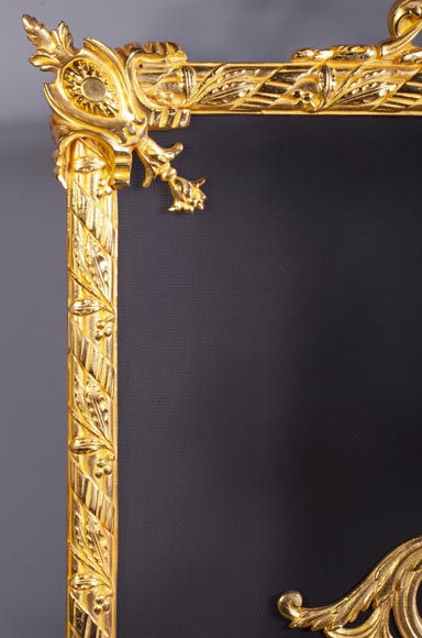 Antique Napoleon III style fire screen with vase decoration-3