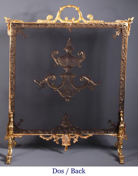 Antique Napoleon III style fire screen with vase decoration-7