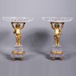 Surtout-de-table with putti in gilt bronze and Baccarat crystal