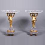 Surtout-de-table with putti in gilt bronze and Baccarat crystal
