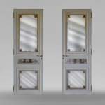   Pair of Louis XVI style wood, stucco and mirror doors, circa 1970
