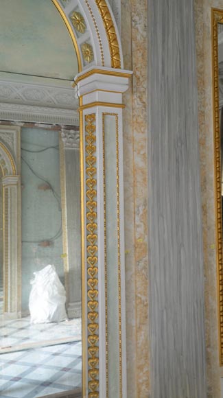 Beautiful Louis XVI style paneled room with architectural decoration inspired by the antique, late twentieth century-7