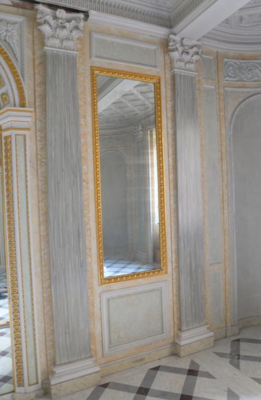Beautiful Louis XVI style paneled room with architectural decoration inspired by the antique, late twentieth century-11
