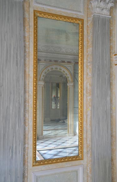 Beautiful Louis XVI style paneled room with architectural decoration inspired by the antique, late twentieth century-12