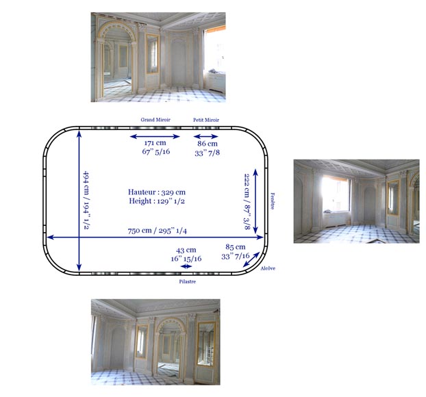 Beautiful Louis XVI style paneled room with architectural decoration inspired by the antique, late twentieth century-13