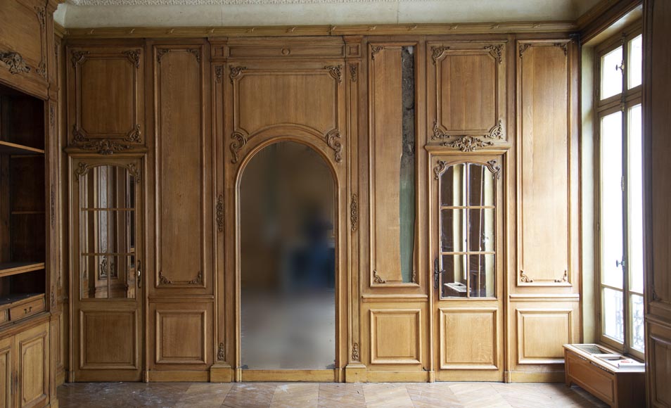 Louis XV oak paneled room with its fireplace and a canvas by Paul Tavernier-6