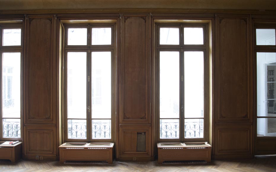 Louis XV oak paneled room with its fireplace and a canvas by Paul Tavernier-7