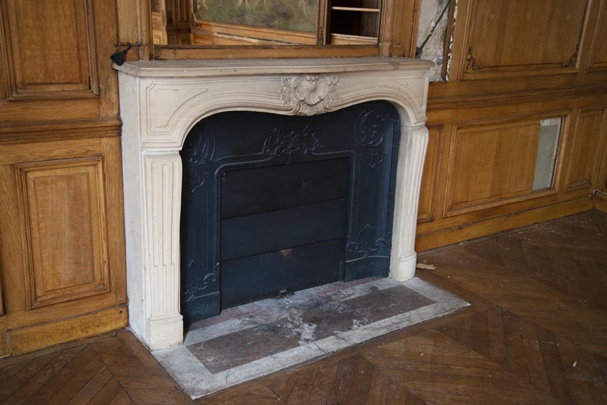 Louis XV oak paneled room with its fireplace and a canvas by Paul Tavernier-11