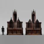 Pair of antique oak church altars