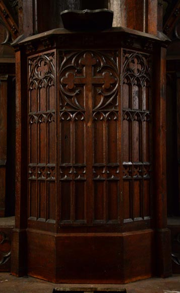 Pair of antique oak church altars-2