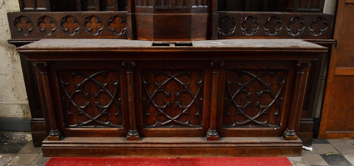 Pair of antique oak church altars-3