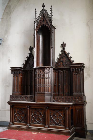Pair of antique oak church altars-6