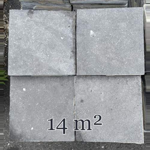 Lot of approximately 14 m² of antique Belgian bluestone floor tiles