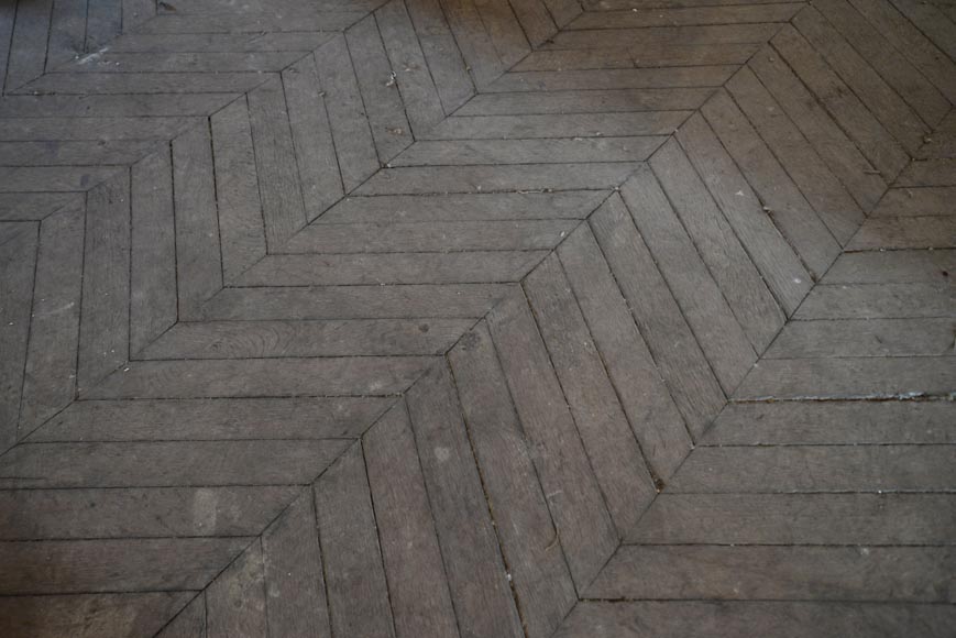 Lot of 10 m² of antique Point de Hongrie oak parquet flooring-2