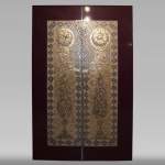 Pair of lacquered sliding double doors with orientalist mother-of-pearl decor