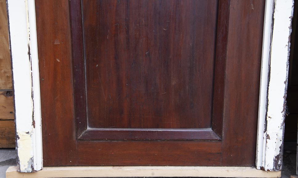 Pair of Art Deco style doors in mahogany, openworked with stained glass, probably from a boat cabin-5