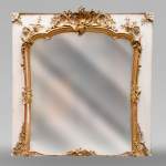Very rich Louis XV style overmantel in wood and gilt stucco
