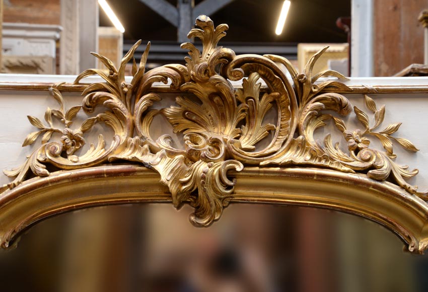 Very rich Louis XV style overmantel in wood and gilt stucco-1