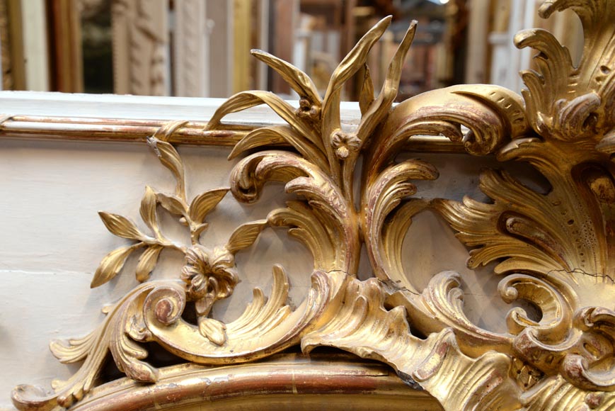 Very rich Louis XV style overmantel in wood and gilt stucco-2