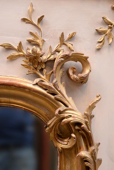Very rich Louis XV style overmantel in wood and gilt stucco-3
