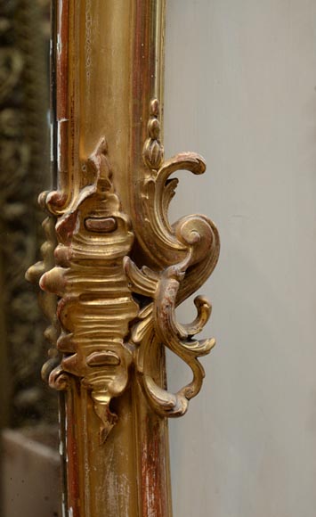 Very rich Louis XV style overmantel in wood and gilt stucco-5