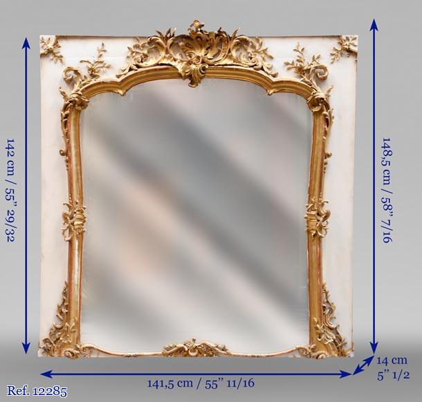 Very rich Louis XV style overmantel in wood and gilt stucco-9