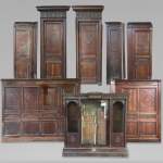 Set of Empire-style mahogany and bronze panelling and bookcases