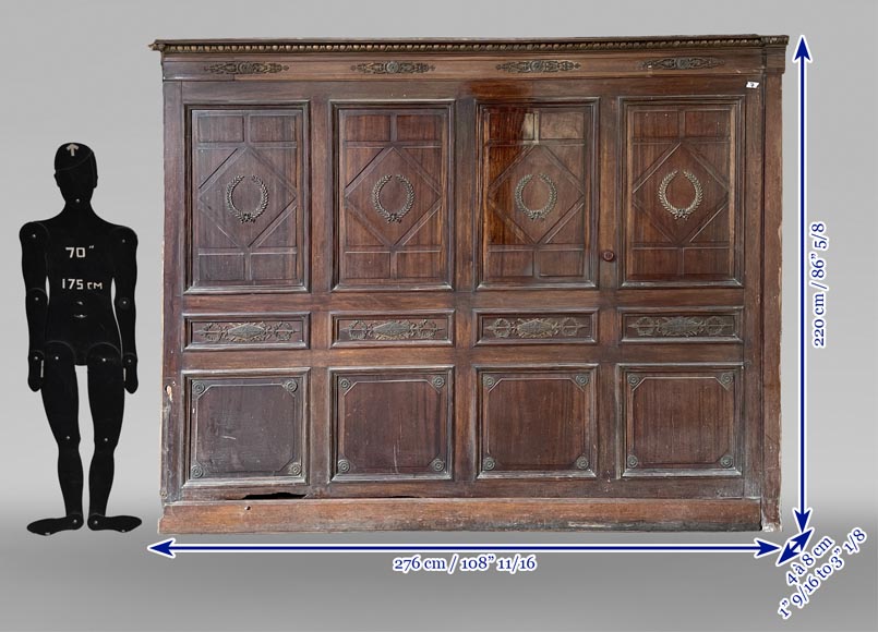 Set of Empire-style mahogany and bronze panelling and bookcases-22