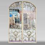 Pair of double-sided wrought iron doors and mirror back