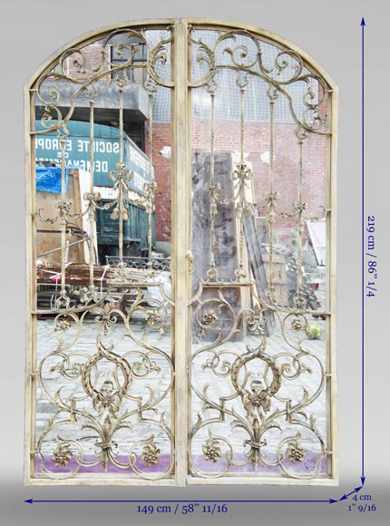 Pair of double-sided wrought iron doors and mirror back-15