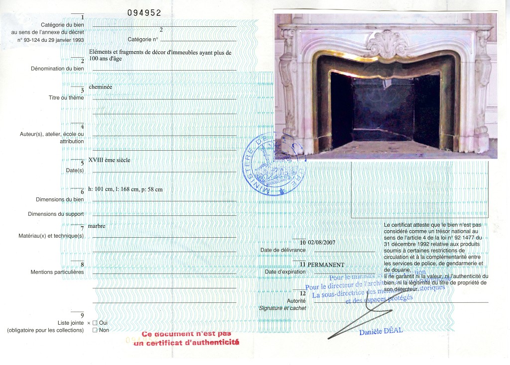 Export certificate