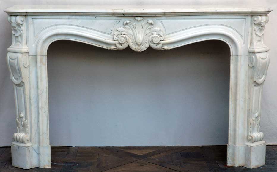 Louis XV style mantel white marble with console jambs-0
