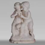 Guglielmo PUGI (1850-1915) - Sculpture in alabaster with loving children