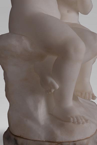Guglielmo PUGI (1850-1915) - Sculpture in alabaster with loving children-5