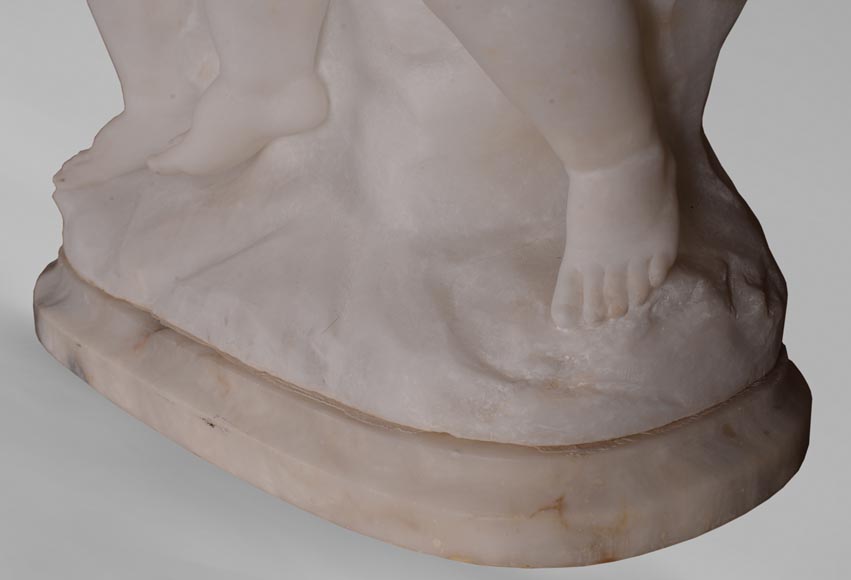 Guglielmo PUGI (1850-1915) - Sculpture in alabaster with loving children-6