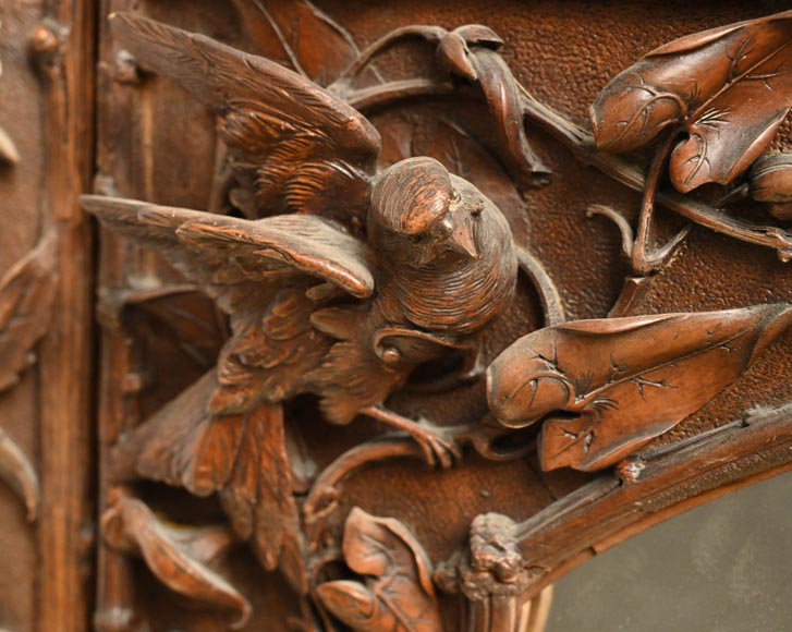 TAHAN (attributed to) — Large carved walnut armoire with mirror and naturalist decoration TAHAN (attributed to) — Large carved walnut armoire with mirror and naturalist decoration-5