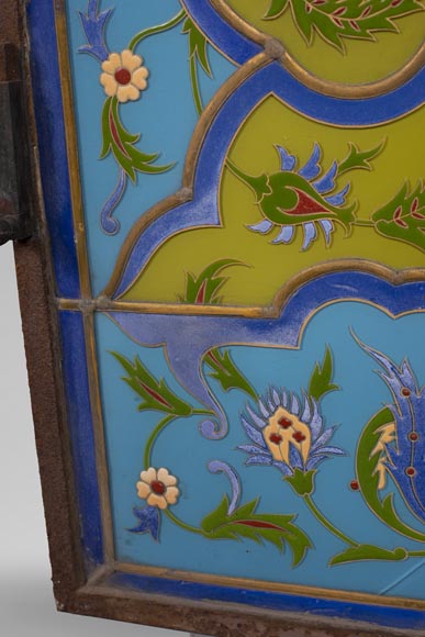 IMBERTON - Pair of stained glass windows with Hispano-Moorish decoration-8