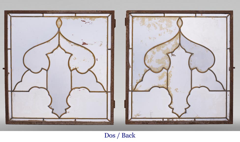 IMBERTON - Pair of stained glass windows with Hispano-Moorish decoration-13
